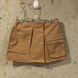 Open Edit Tan Wrap Mini Skirt with Pockets - Size M